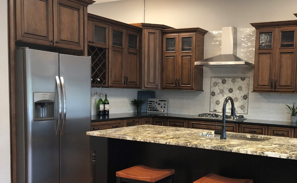 Kitchen cabinets in a display at Asheville Carpet One
