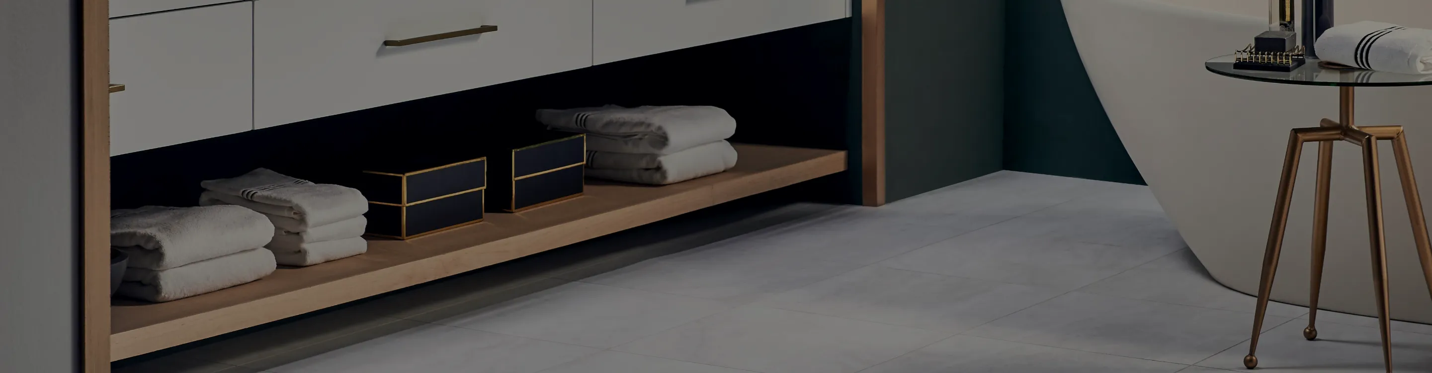 Bathroom with marble look tile flooring and freestanding bathtub